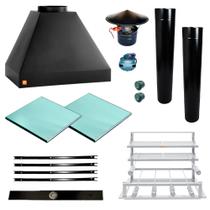 Churrasqueira Makeer Preta 2 Dutos Suporte Fundo 2531 P