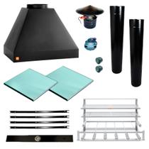 Churrasqueira Makeer Preta 2 Dutos Suporte Fundo 2535 G