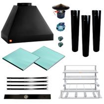 Churrasqueira Makeer Preta 3 Dutos Suporte Fundo 2567 P