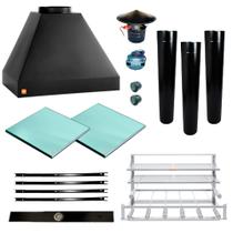 Churrasqueira Makeer Preta 3 Dutos Suporte Fundo 2571 G Churrasqueira Makeer Preta 3 Dutos Suporte Fundo 2571 G