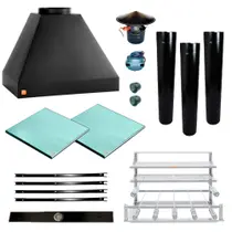 Churrasqueira Makeer Preta 3 Dutos Suporte Fundo 2869 M