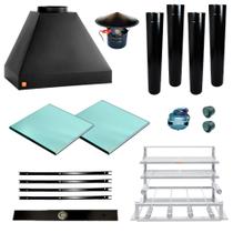 Churrasqueira Makeer Preta 4 Dutos Suporte Fundo 2603 P