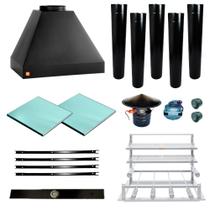 Churrasqueira Makeer Preta 5 Dutos Suporte Fundo 2639 P