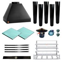 Churrasqueira Makeer Preta 5 Dutos Suporte Fundo 2641 M