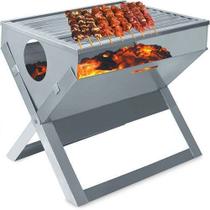 Churrasqueira Maleta Pratica Carvão Dobrável Inox Cód 612