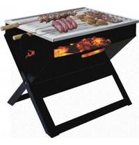 Churrasqueira Maleta Pratica Carvão Dobrável Portátil Inox Modelos:Preta aço com Grelha de inox