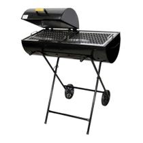 Churrasqueira Mega Grill Mista Aço Inox com Carrinho Grelha Ampla Ouro Minas Churrasqueira Mega Grill Mista Aço Inox com Carrinho Grelha Ampla Ouro Minas