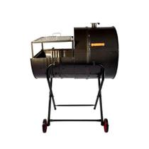 Churrasqueira Meio Bafo Meio Grill 200L Grelha,Suporte Rodas