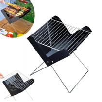 Churrasqueira mini portatil a carvao dobravel slim completa