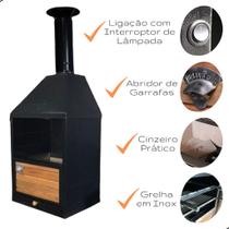 Churrasqueira Moderna de Parede e Bancada Vulkania Grill com Grelha Inox e Abridor Bebida
