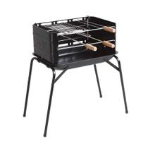 Churrasqueira Móvel a Carvão Montana Preta Mor com Grelha e 3 Espetos