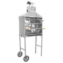 Churrasqueira Móvel Inox a Carvão com Rodinhas e Grelhas