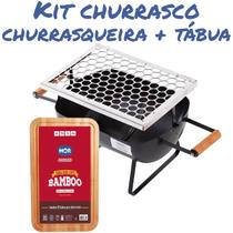 Churrasqueira Móvel Mini Preta Eficiente Compacta C/ Tábua 50x30cm