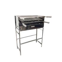 Churrasqueira Móvel Pequena 50x25cm Carvão + Grelhas em Aço Inox