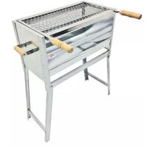 Churrasqueira movel portatil 55x28 galvanizada grelha inox