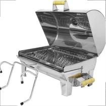 CHURRASQUEIRA PARA BARCO NAUTICA LANCHA COM TAMPA BAFINHO EM INOX PORTATIL 40x25 GRANDE