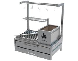 Churrasqueira Parrilla de Bancada Inox Com Grelha Argentina e Varal com Ganchos 74x45cm