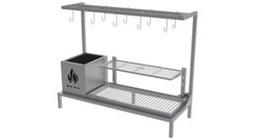 Churrasqueira Parrilla em INOX com Firebox e Grelha Uruguaia + KIT TENDAL 89x34cm Churrasqueira Parrilla em INOX com Firebox e Grelha Uruguaia + KIT TENDAL 89x34cm
