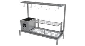 Churrasqueira Parrilla em INOX com Firebox e Grelha Uruguaia + KIT TENDAL 89x34cm