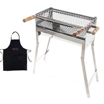 Churrasqueira Pequena em Inox Dobrável Leve e Compacta para Camping ou Piquenique Com Avental CI40 Churrasqueira Pequena em Inox Dobrável Leve e Compacta para Camping ou Piquenique Com Avental CI40