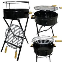 Churrasqueira Pop Mor Redonda Móvel Dragão com Grelha de Aço Inox 38x79cm a Carvão