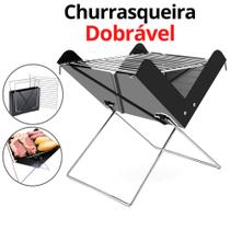 Churrasqueira Portátil a Carvão com Grelha Churrasqueira Pequena Desmontável Aço Camping Acampamento