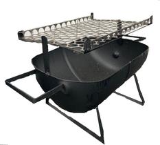 Churrasqueira portátil a carvão de ferro fundido com grelha Churrasqueira portátil a carvão de ferro fundido com grelha