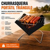 Churrasqueira Portátil a Carvão Dobrável com Grelha Inox Compacta para Camping, Praia e Pescaria