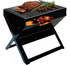 Churrasqueira Portátil Carvão Maleta Dobrável Pequena Grill Cor:Preto