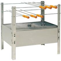 Churrasqueira Portátil de Chão 50x38x50cm Desmontável com 4 Espetos Aço Galvanizado Carvão