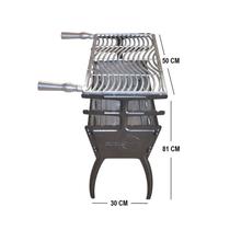 Churrasqueira Portátil Desmontável Alumínio Fundido Batido 81 CM Preto Craquelado