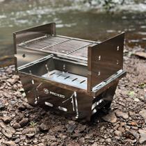 Churrasqueira Portátil Dobravel Maleta 3 Níveis de Altura Completa Toda Em Inox Camping Praia Lazer Com Bolsa de Transporte