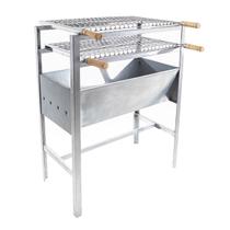 Churrasqueira Portátil Em Aço Galvanizado Com 2 Grelhas Inox 60x35x75 G60 - Grill Viana