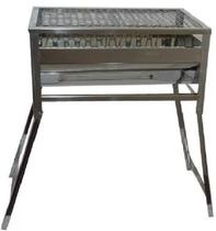 Churrasqueira Portátil Inox Prática À Carvão Desmontável