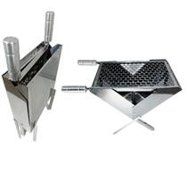 Churrasqueira portatil inox top carvão com grelha