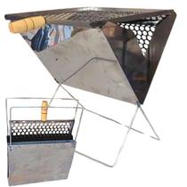 Churrasqueira Portátil Maleta Inox Carvão Com Grelha Camping Churrasqueira Portátil Maleta Inox Carvão Com Grelha Camping