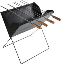 Churrasqueira Portátil Maleta M Com 4 Espetos Madefer Inox Churrasqueira Portátil Maleta M Com 4 Espetos Madefer Inox