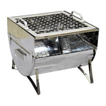 Churrasqueira Praia Campo Fechada Aço Inox Grelha 30x28x24cm