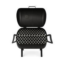 Churrasqueira Preta a Bafo com Grelha Inox para Uso em Sacadas, Parques e Viagens