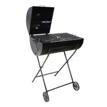 Churrasqueira Tambor 100L a Carvão Portátil Aço Carbono com Carrinho Preto Ouro Minas F-070.OM