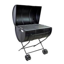 Churrasqueira Tambor 200L Portátil Aço Carbono com Grelha Preta Ouro Minas Churrasqueira Tambor 200L Portátil Aço Carbono com Grelha Preta Ouro Minas