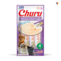 Churu Petisco Snack úmido purê sabor Galinha com Camarão 56 g - Inaba