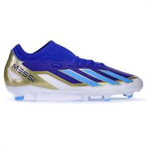 Chuteira Adidas Campo X Crazyfast Messi League Azul Branca e Dourada - Masculina