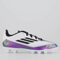 Chuteira Adidas F50 Club FxG Messi Campo Juvenil Branca e Preta