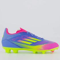 Chuteira Adidas F50 League FG/MG Campo Juvenil Azul e Rosa