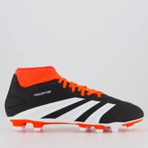 Chuteira Adidas Predator 24 Club Sock FxG Campo Preta e Vermelha