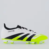 Chuteira Adidas Predator Club FG/MG Campo Juvenil Branca e Verde
