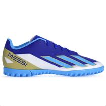 Chuteira Adidas Society X Crazyfast Messi Club Azul Branca e Dourada - Masculina