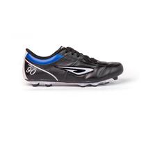 Chuteira Campo Couro Mística Pro Diavolo Preto/Azul