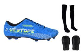 Chuteira Campo Futebol Vestope Faster Adulto Juvenil KIT MC A2